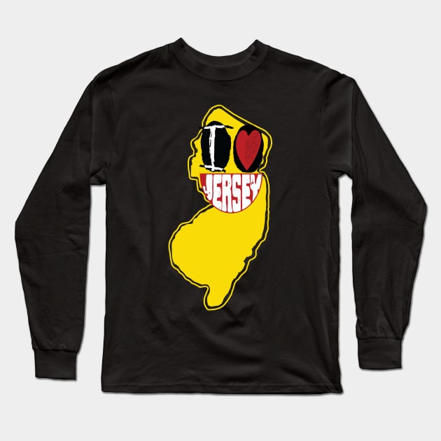 I Love New Jersey Smiling Happy Face Long Sleeve T-Shirt by pelagio